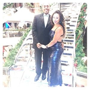 Sean Collection Iridescent Blue Formal Gown